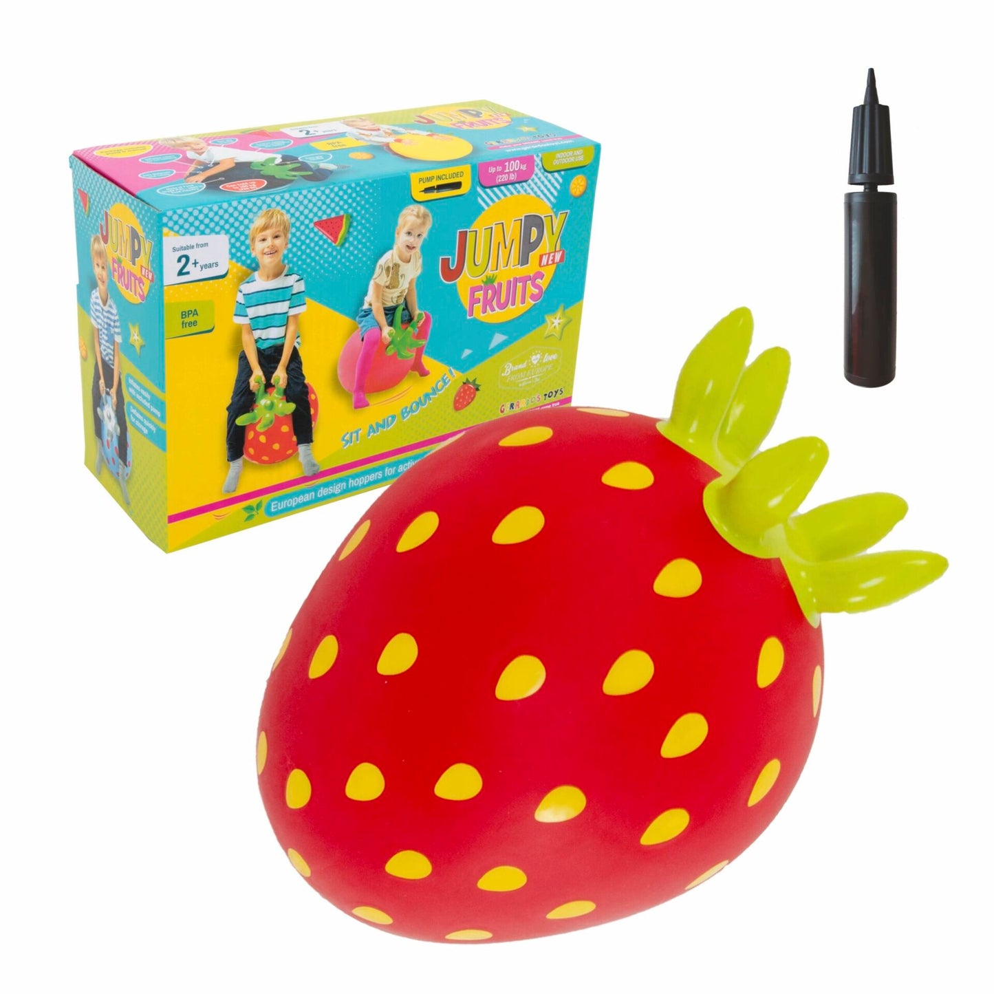 Gerrardo's Toys Jumpy Aardbei Skippybal - tot 100 kg