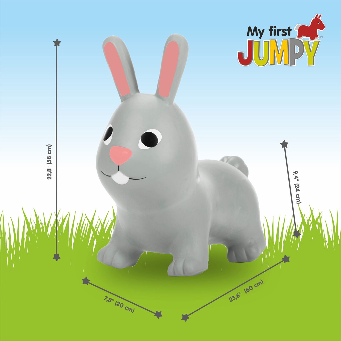 Gerrardo's Toys Jumpy Haas Skippybal - Grijs - tot 100 kg
