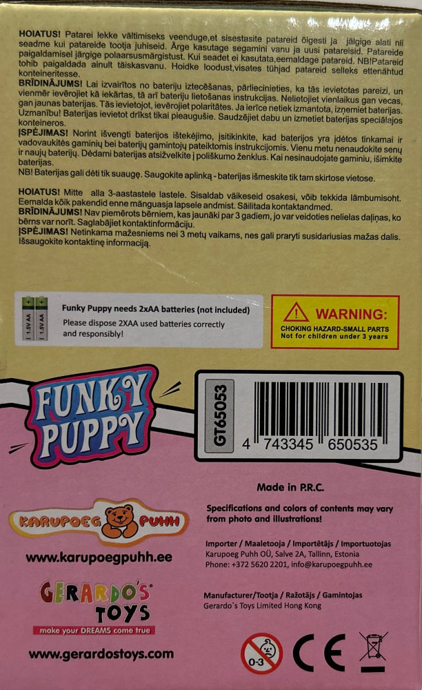 Gerrardo's Toys Funky Puppy met Muziek - Roze