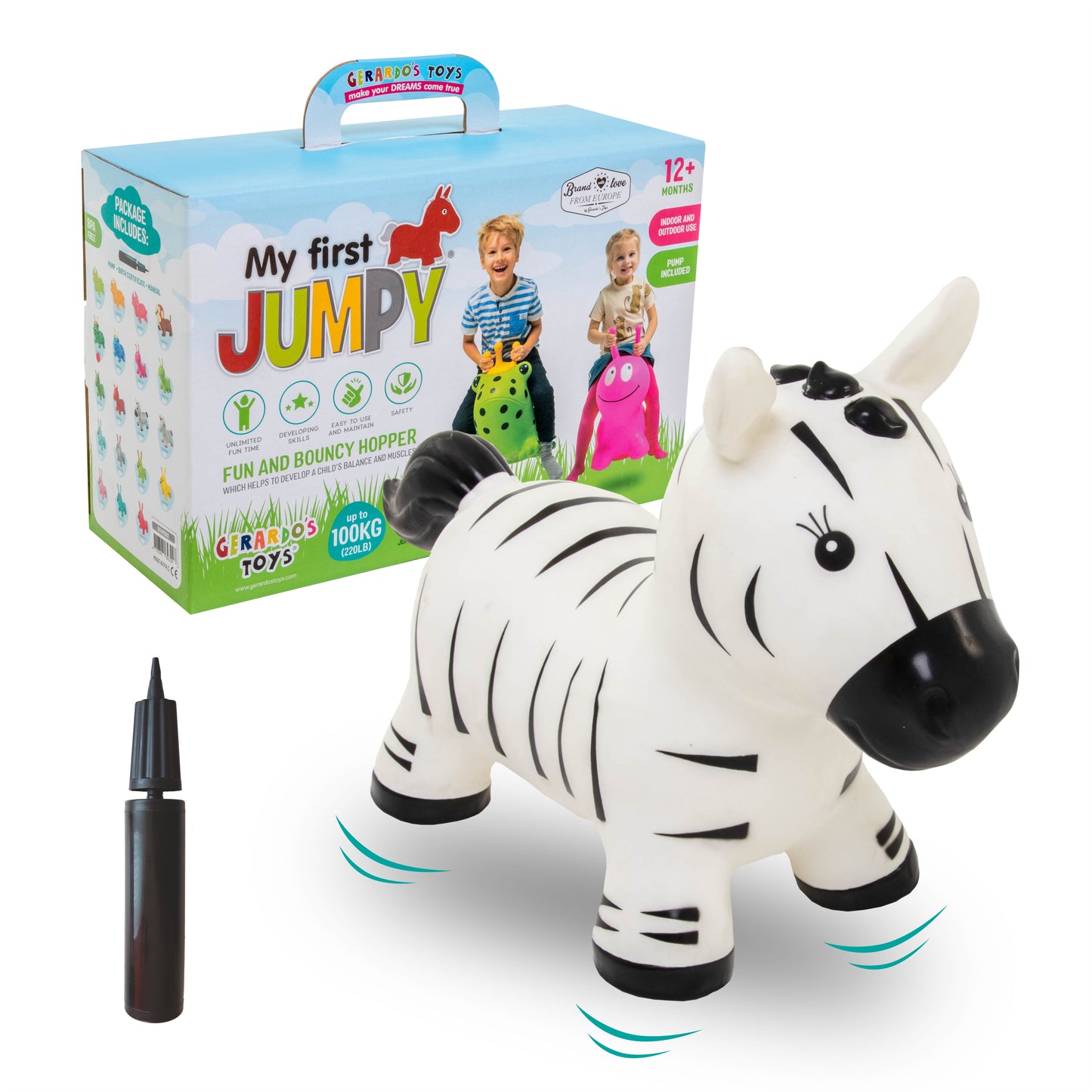 Gerrardo's Toys Jumpy Zebra Skippybal - tot 100 kg