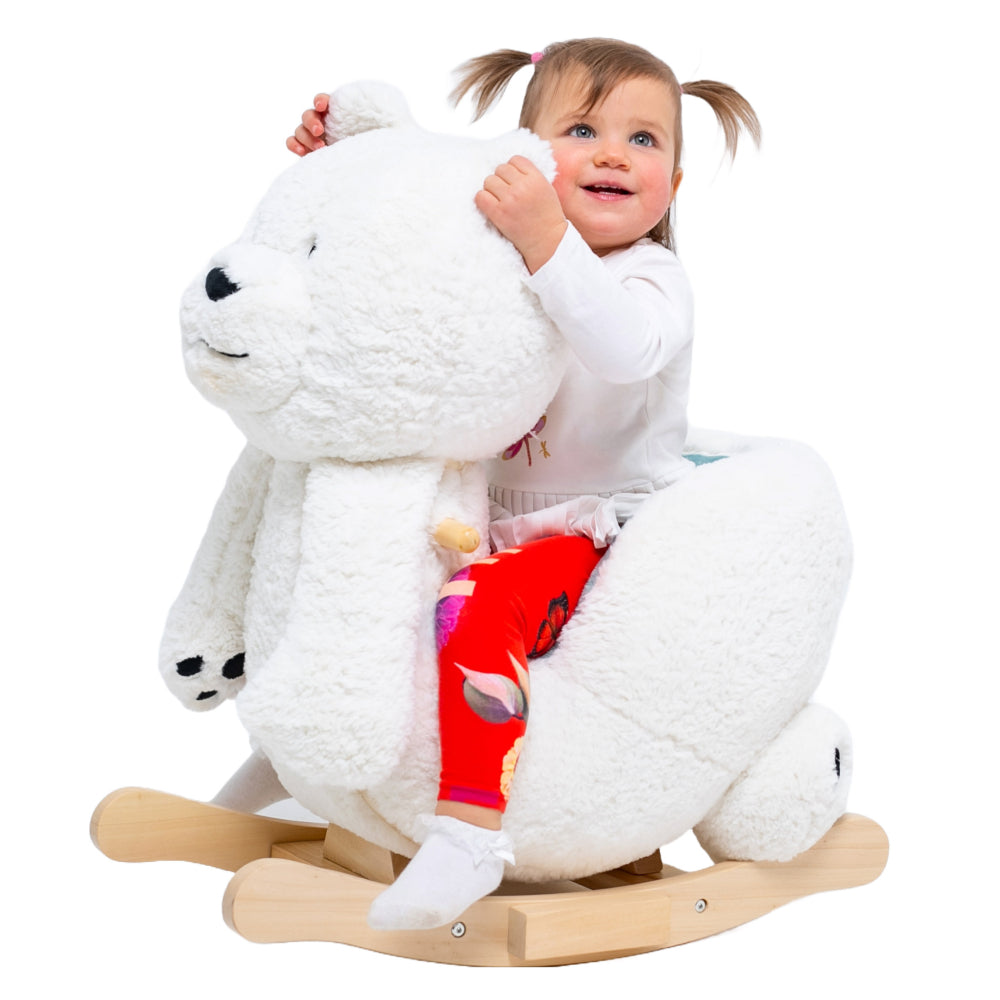 Gerrardo's Toys Little Rocker IJsbeer Hobbelpaard - met Muziek - tot 35 kg