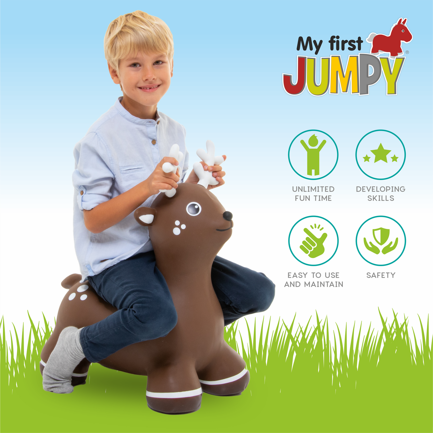 Gerrardo's Toys Jumpy Hert Skippybal - Bruin - tot 100 kg