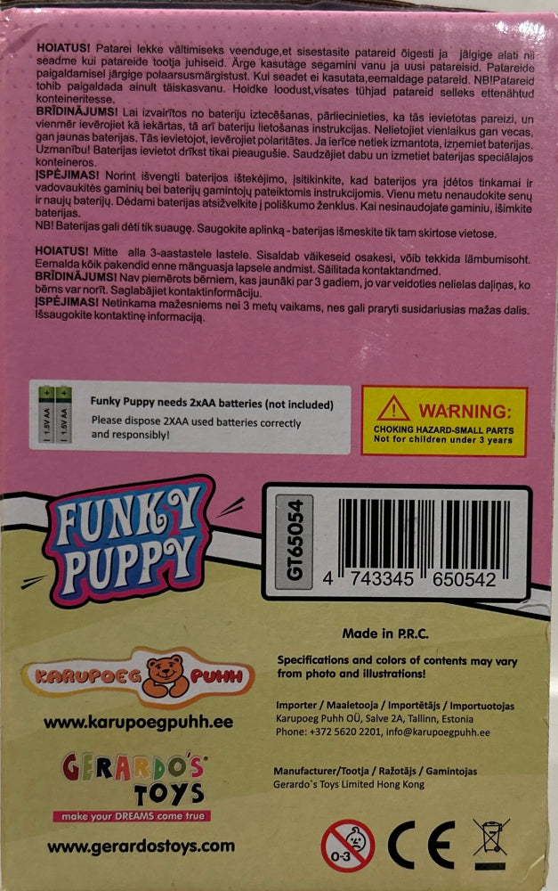 Gerrardo's Toys Funky Puppy met Muziek - Geel