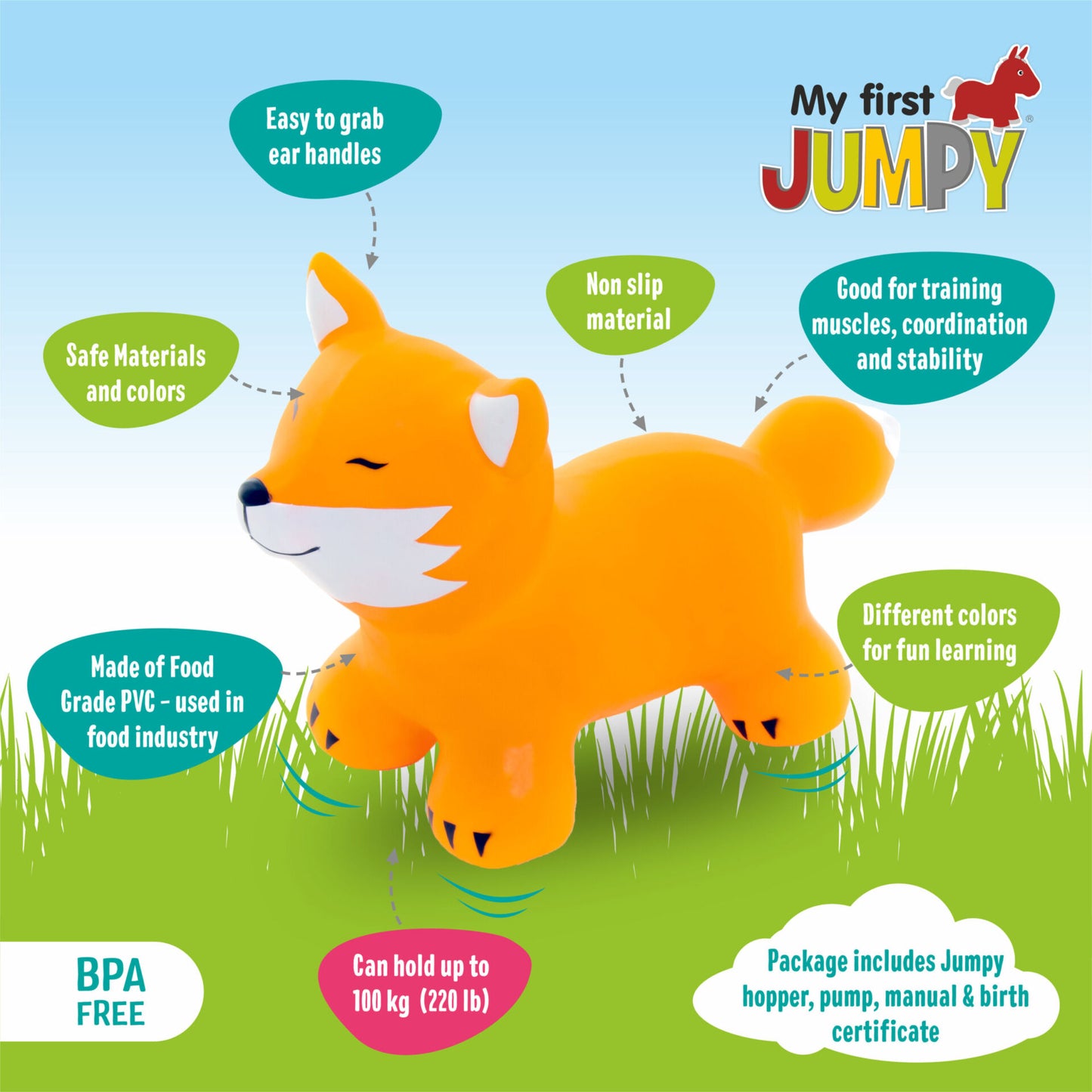 Gerrardo's Toys Jumpy Vos Skippybal - tot 100 kg