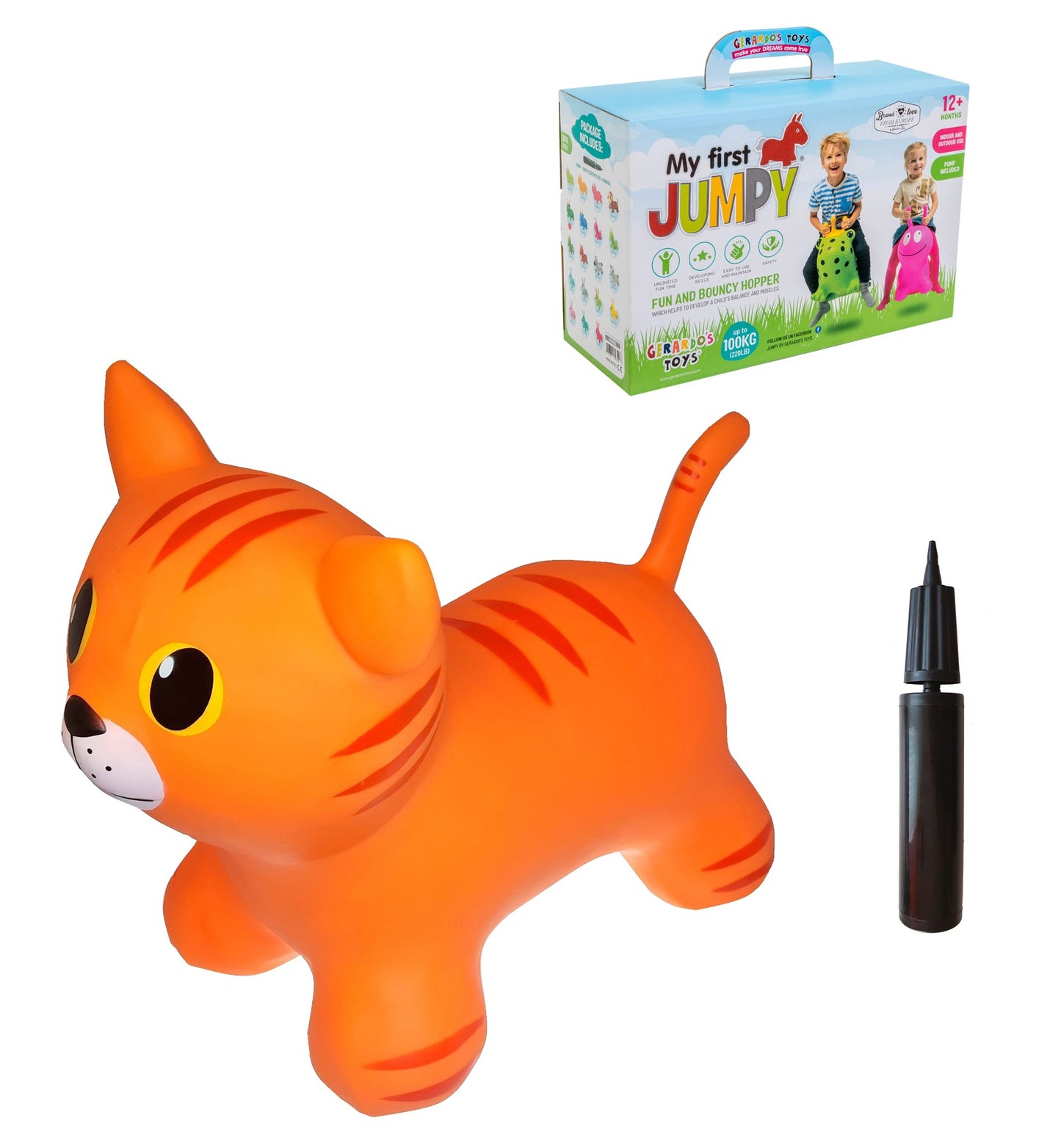 Gerrardo's Toys Jumpy Kat Skippybal - Oranje - tot 100 kg