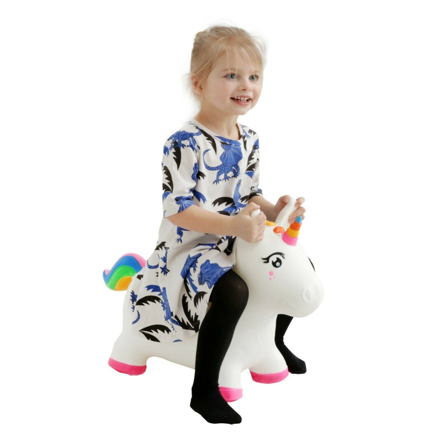 Gerardo's Toys Jumpy Eenhoorn Skippybal - Wit-Roze - tot 100 kg