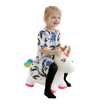 Gerardo's Toys Jumpy Eenhoorn Skippybal - Wit-Roze - tot 100 kg