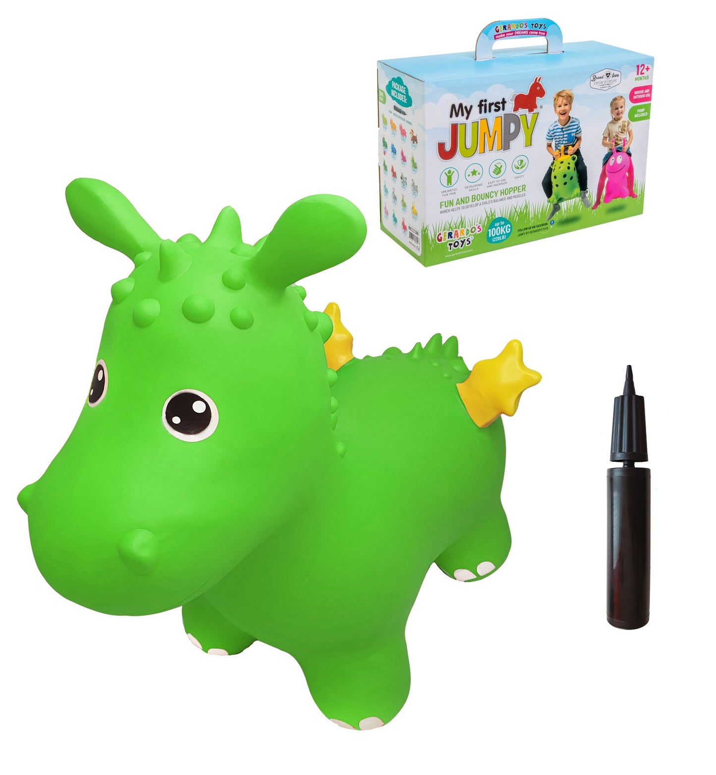 Gerardo's Toys Jumpy Draak Skippybal - Groen - tot 100 kg