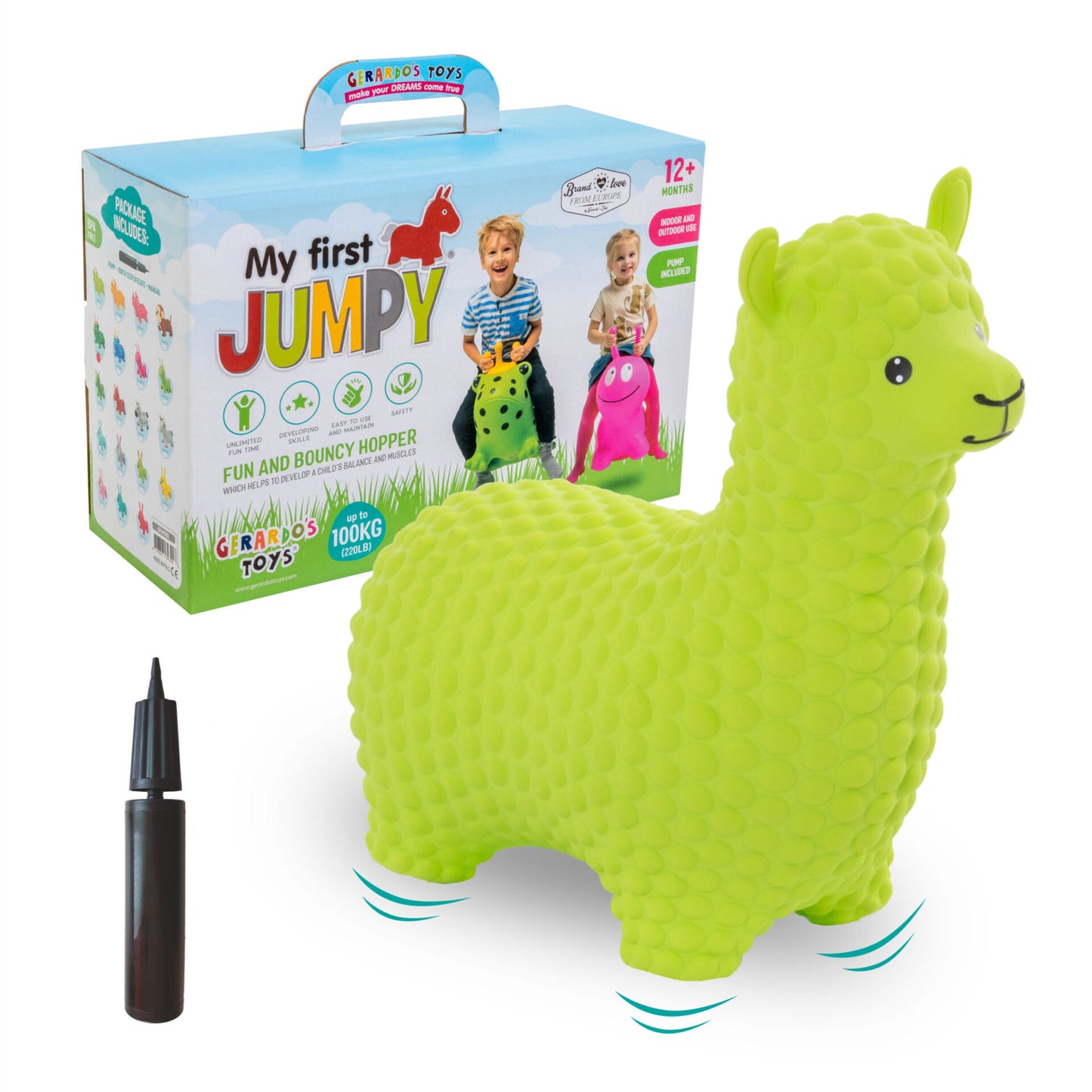 Gerrardo's Toys Jumpy Alpaca Skippybal - Lime Groen - tot 100 kg