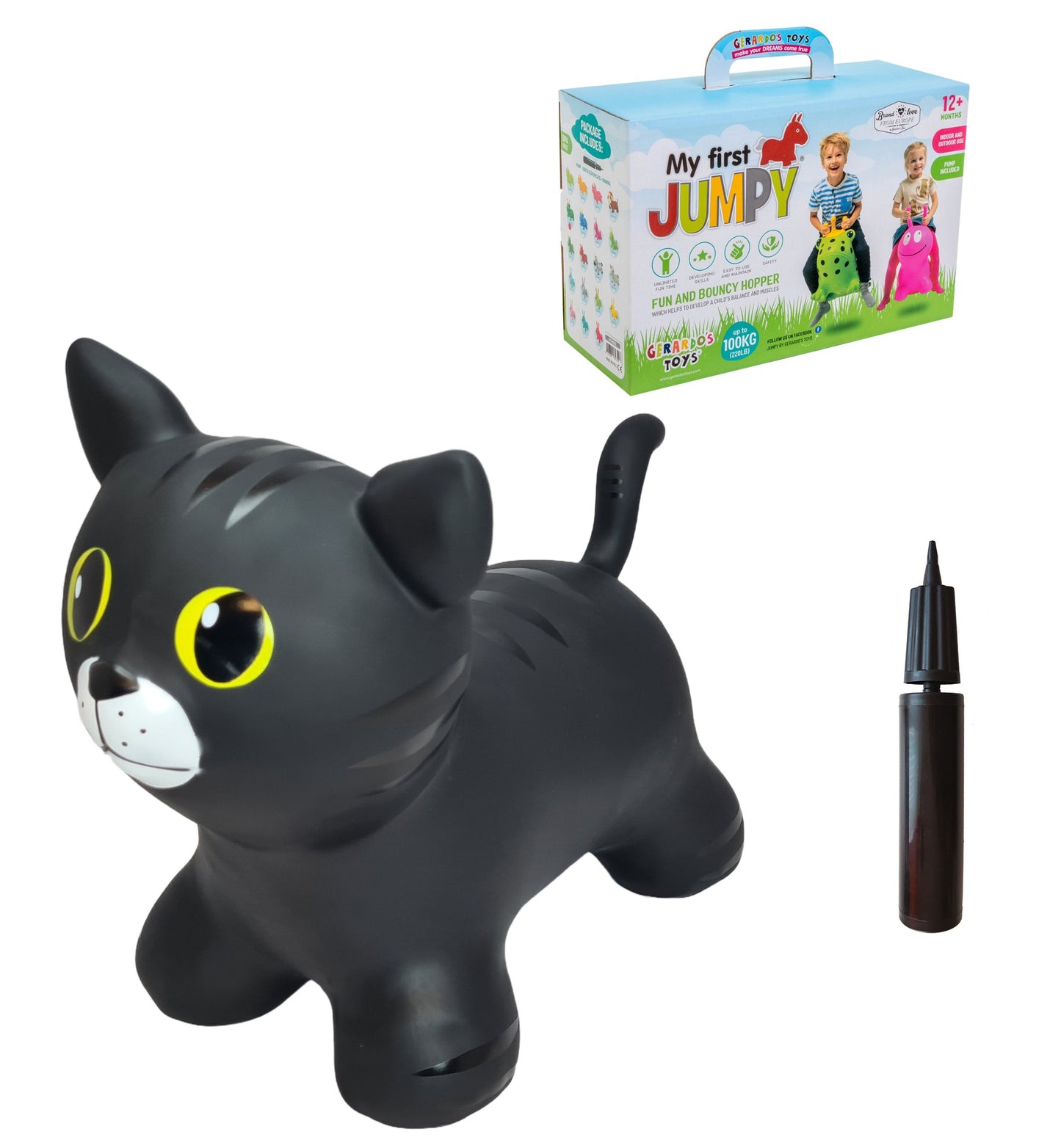 Gerrardo's Toys Jumpy Kat Skippybal - Zwart - tot 100 kg